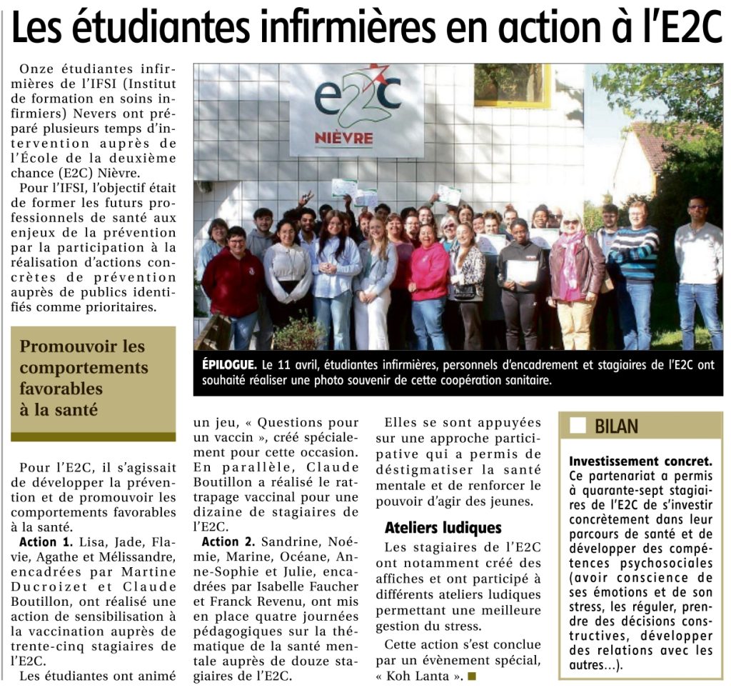 Les étudiantes infirmières en action à l'E2C