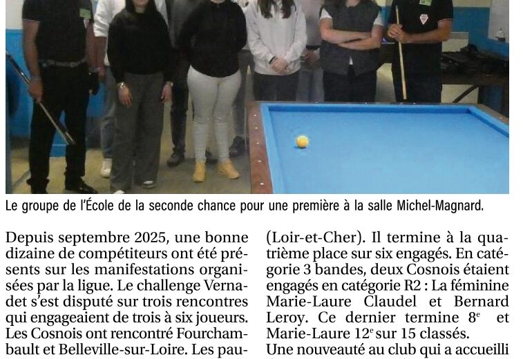 Les stagiaires de l&rsquo;Antenne Bourgogne Nivernaise d&rsquo;initient au billard