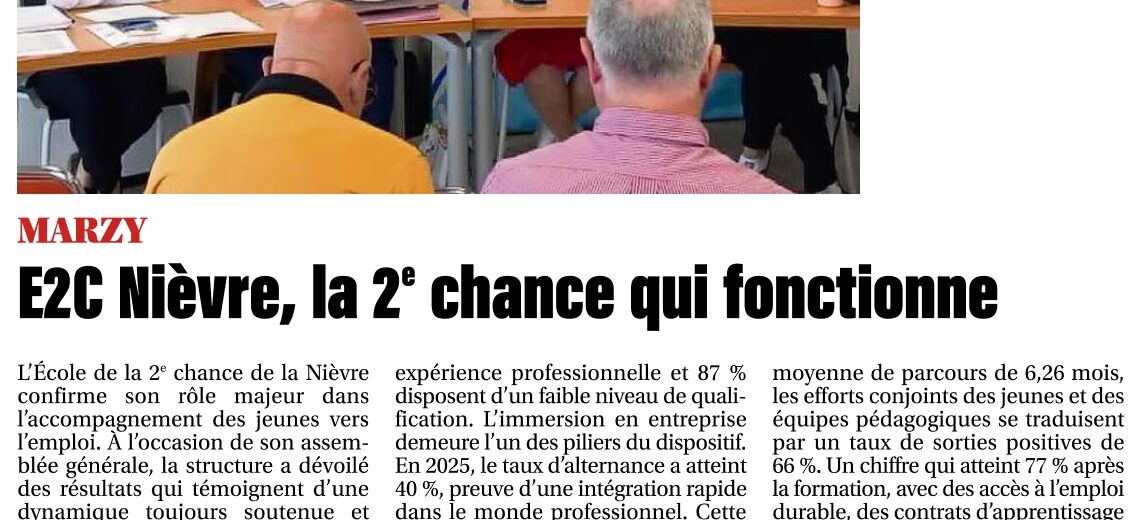 L&rsquo;École de la 2e chance à Marzy : succès de l&rsquo;accompagnement vers l’emploi pour les jeunes