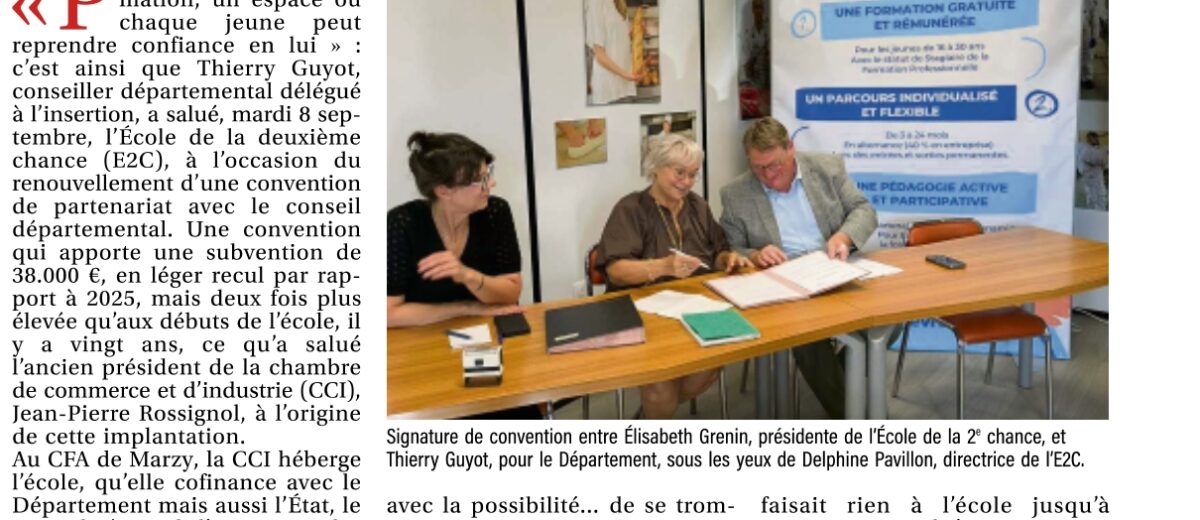 Le conseil départemental de la Nièvre renouvelle son soutien à l’école de la deuxième chance, “plus qu’un lieu de formation”